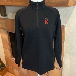 Spyder Boys Black Fleece Lined 1/4 Zip Pullover, size L!